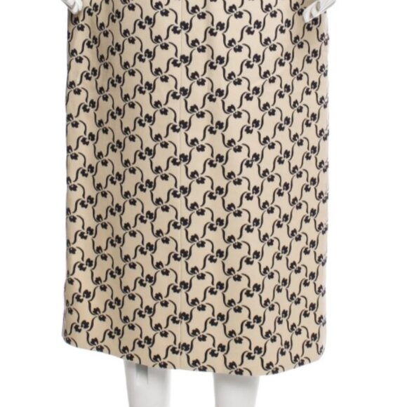 Tory Burch Twill Crepe Wrap Midi Skirt with Navy Stencil Floral S $498 - Picture 10 of 10